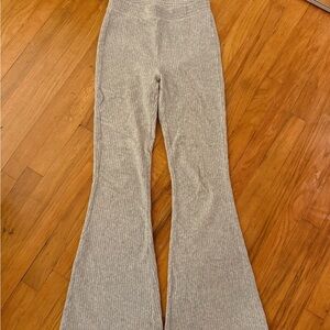 Gray Ribbed Flare Pants